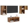 TV Wall Shelves with LED Light Strips 4 pcs Reclaimed Wood Effect Particleboard