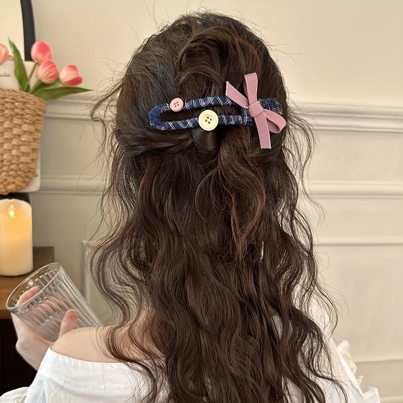 4pcs Women's Plaid Duckbill Hair Clips, Cute Puppy & Butterfly Decor, Ideal Daily Hair Accessories