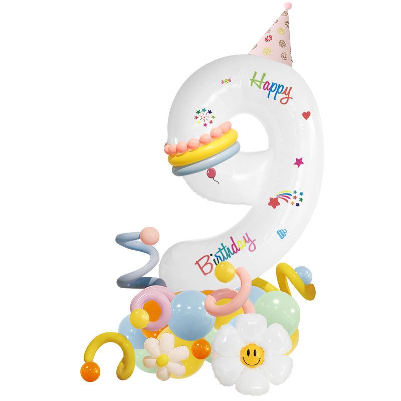 

Small fresh creative funny daisy 40 inch digital sticker birthday balloon column set Digital Column 9