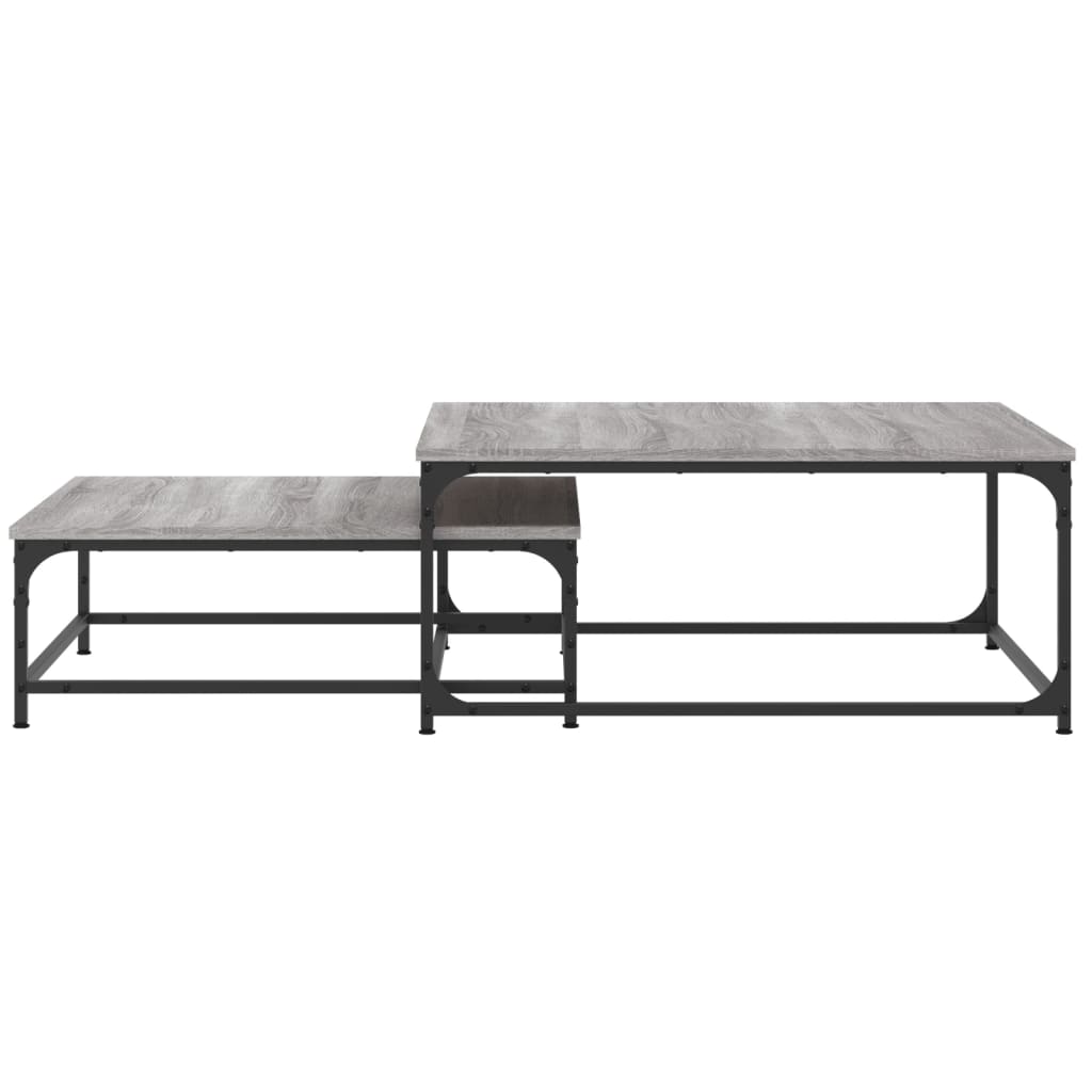  Slotted Tables, 2 Pcs, Grey Sonoma Oak