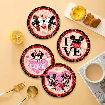5pc/sets Love Series Diamond Painting Coasters DIY Diamond Art Coasters 5D Full Drill Diamond Coasters Acrylic Round Cup