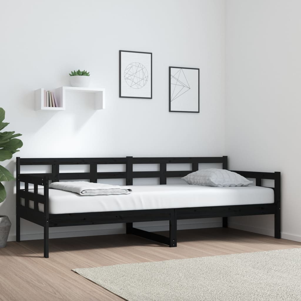 Vidaxl Daybed, Black, Solid Pine Wood, 80X200 Cm