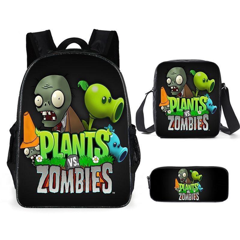 Vs Plants Zombies Kids School Backpack Threepiece Gift Set For Students Young