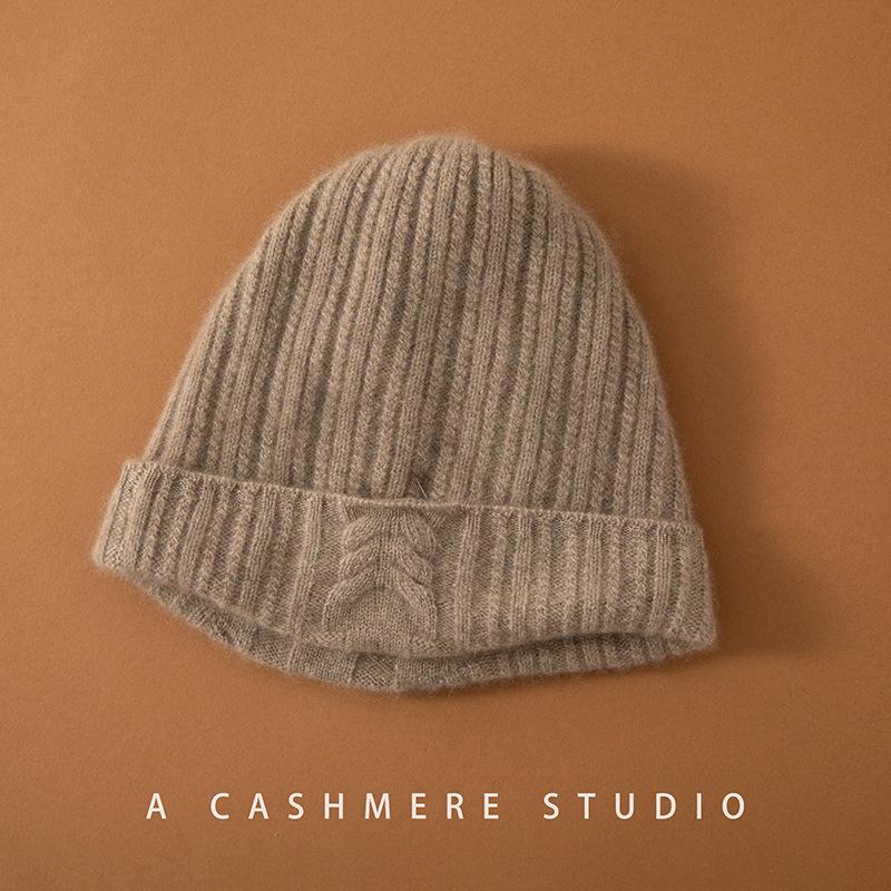 Autumn and winter cashmere hat women's British style casual wool hat knitted solid color men's ear protection fashion hat warm batch