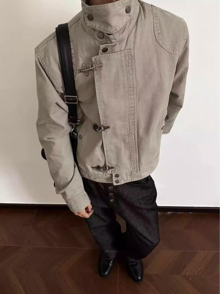 Men's High-End Retro Motorcycle Utility Jacket - Autumn/Winter High Street Vibe Style