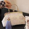 Retro Embroidery Cheongsam Bag, Evening Dress Bag, Handbag, Shoulder Bag with A Slanted Cross-body Strap