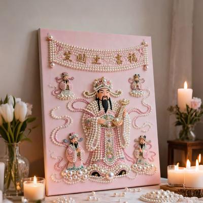 Yousheng Plastic Pearl Painting Kit for Adults DIY 3D Pearl Art Craft Plastic Pearls Pre-Printed Canvas Set for Home Decor Craft Lovers