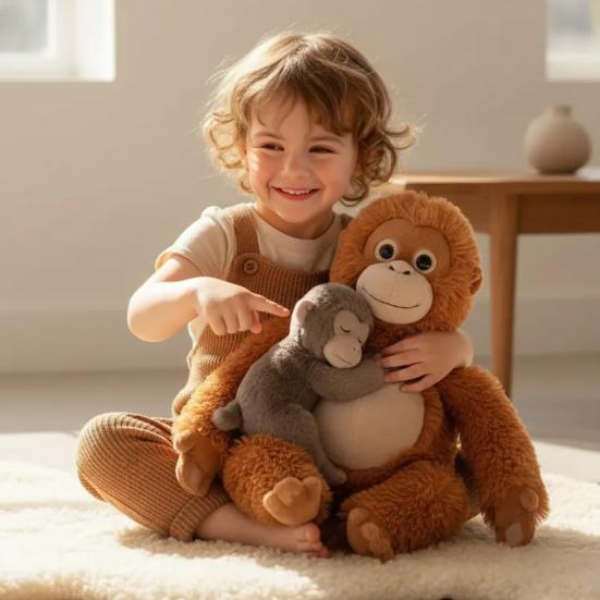 Monkey Plush Doll Soft Stuffed Animal Pillow Emotional Support Monkey Doll for Stress Relief And Comfort Machine Washable Home Decor Gift