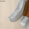 ZANZEA Women Casual Stripe Patchwork Long Sleeve Loose Pullover Blouse