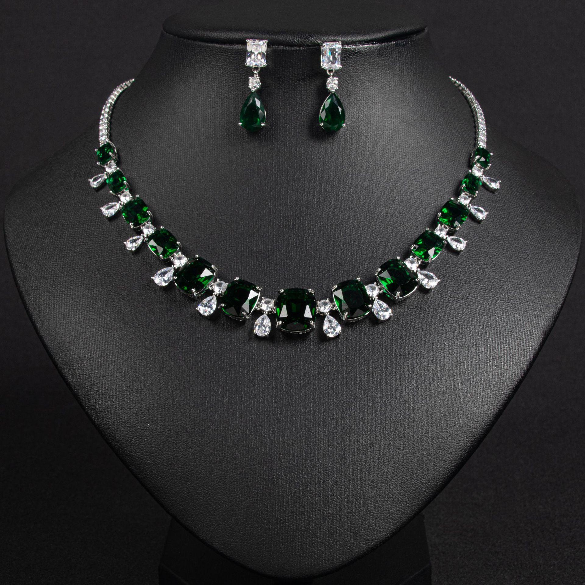 

Women s Light Luxury Design Fashionable Zircon Water Drop Necklace Earring Set Versatile And Niche Design Sense Set