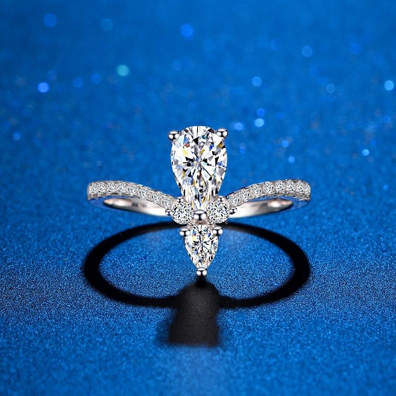 

Pear-Shaped Drop Ring Women s 1CT Moissanite PT950 Platinum - Elegant Drop Shape, Stable Prong Setting, for Daily Wear 9