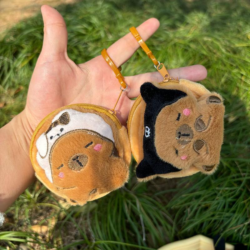 Cartoon Kapybara Coin Purse High Quality Small Gift Keychain Charm Plush Headphone Bag Charm