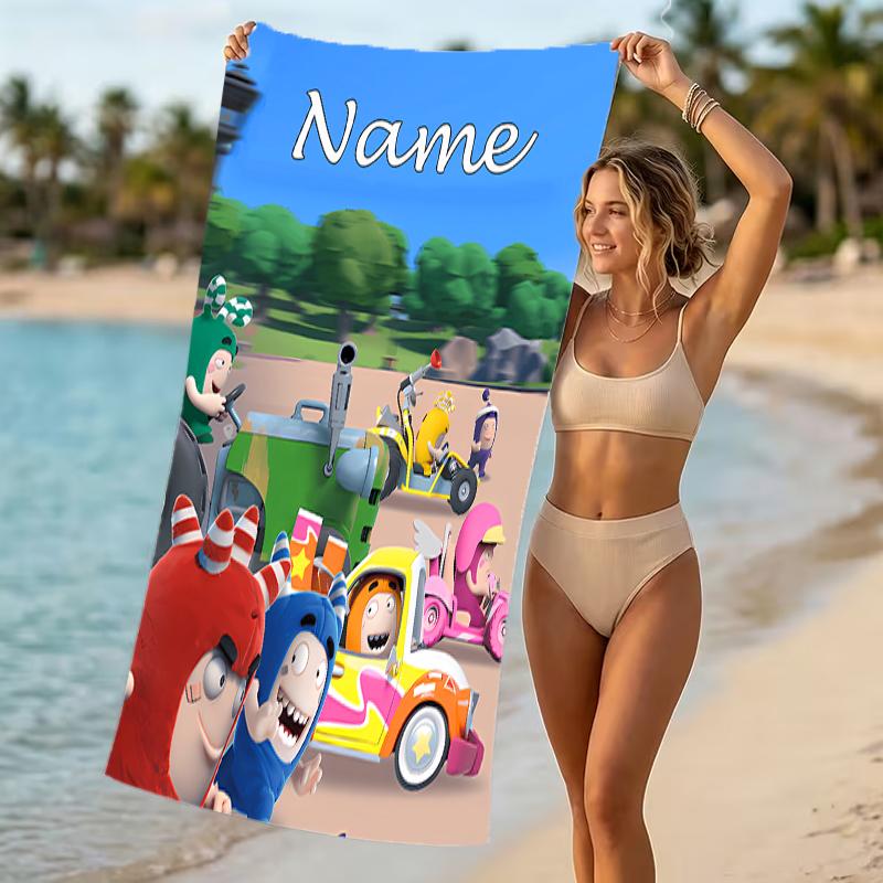 Customizable personalized beach towels Oddbods themed designs.Suitable for the beach, yoga, sports;ideal as beach accessories