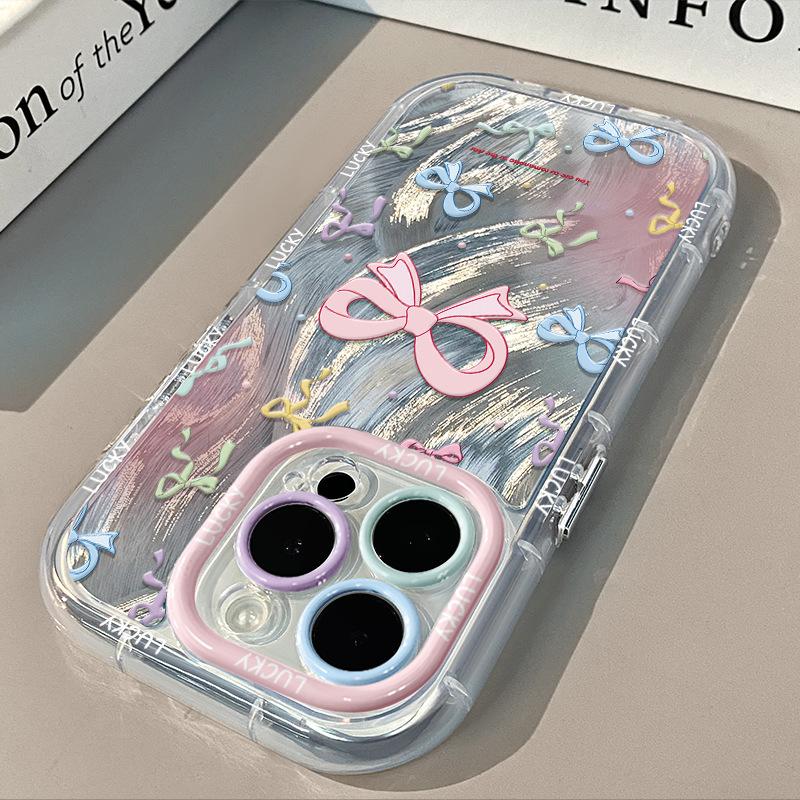 Bow for Apple 15 Mobile Phone Case Feather Cream for IPhone16promax Cartoon 14plus Female 13