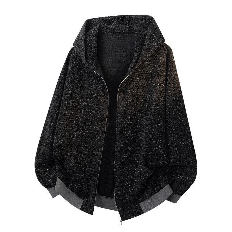 

Men s Retro French Hooded Cardigan with Stripes - Versatile Knit Outerwear for Spring & Autumn Double Extra Large чорний