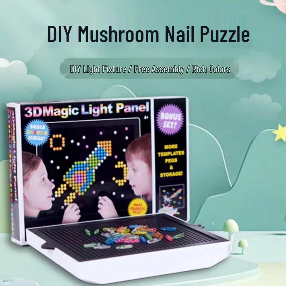 DIY Creative Mushroom Lamp Toy for Kids - Educational Pixel Panel with Luminous Beads