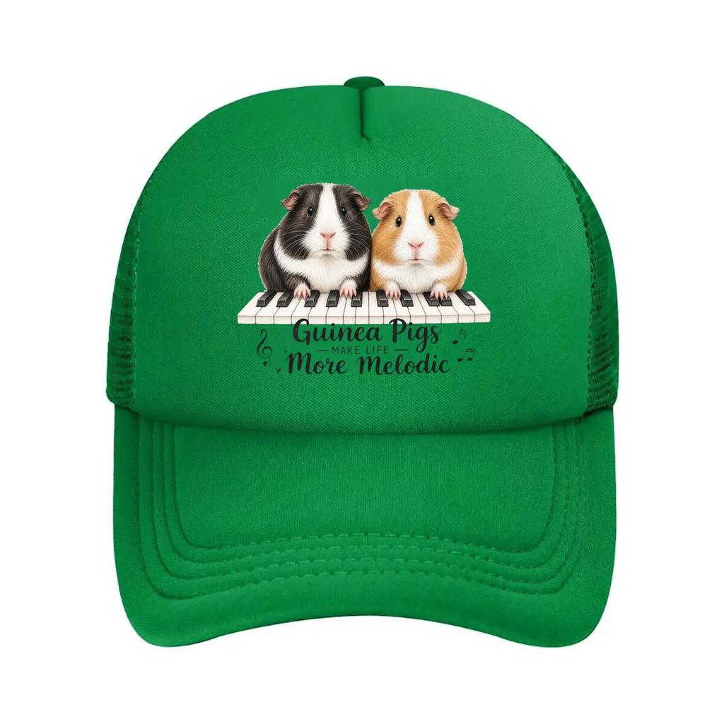 Cute Guinea Pigs Piano Keyboard Art Mesh Baseball Cap For Womens Unisex FeUnisex Beach Dad Hat Hip Hop