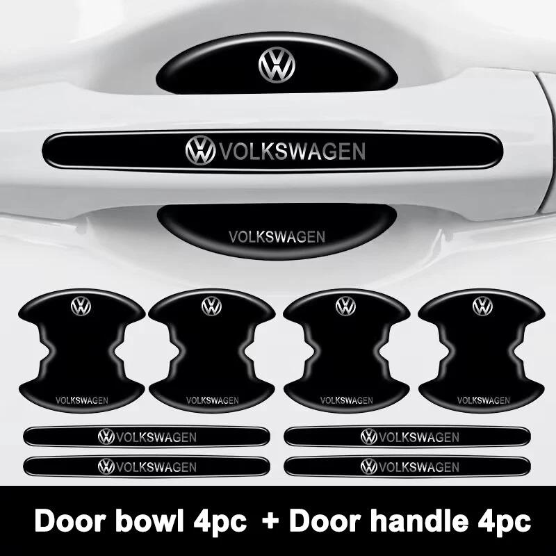 VW 8PCS Autocollants de Décoration de Poignée de Porte de Voiture Autocollant d'Essuie-Glace Accessoires Auto VW R Line Touareg Polo Jetta TSI TDI EO1 F623