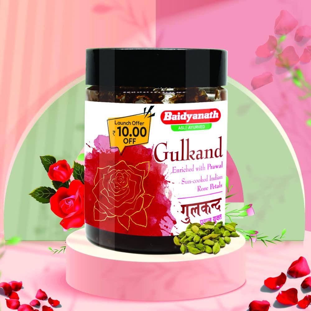 Baidyanath Asli Ayurved Gulkand Dżem z płatków róży z Prawal Gotowany na słońcu 200 gram