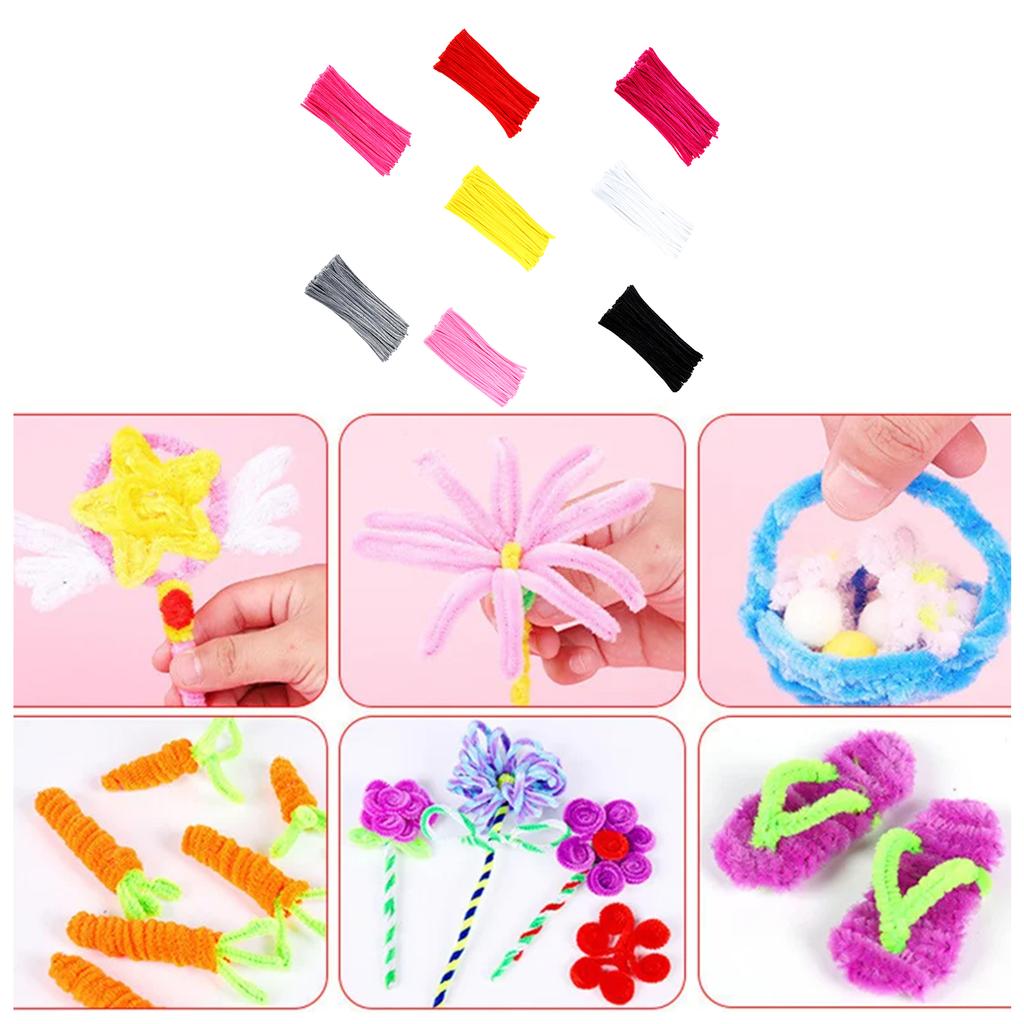 Colorful Chenille Stem Twisted Rod Wool Root Fluffy Bar Iron Wire DIY Handcraft Twisting Bar Hair Clip Decorations