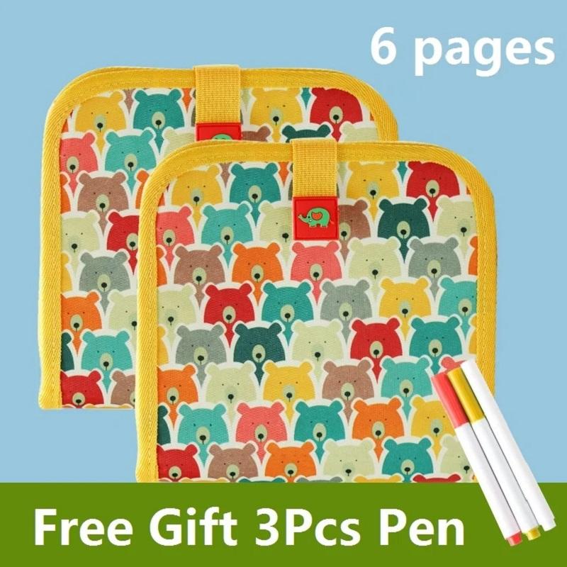 Children Magic Blackboard Educational Child Games Coloring Books Kids Toys To Draw 6 Sided Erase Boards with Water 3 Chalk Pens