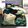 Cat Looking Up Pattern Bedding Quilt Set Home Decoration Gift (1 * Duvet Cover + 2 * Pillowcase Without Core)