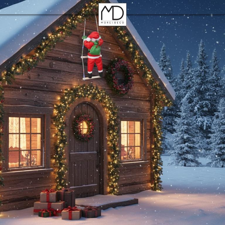 Mikołaj na drabinie LED multikolor MORE&DECO