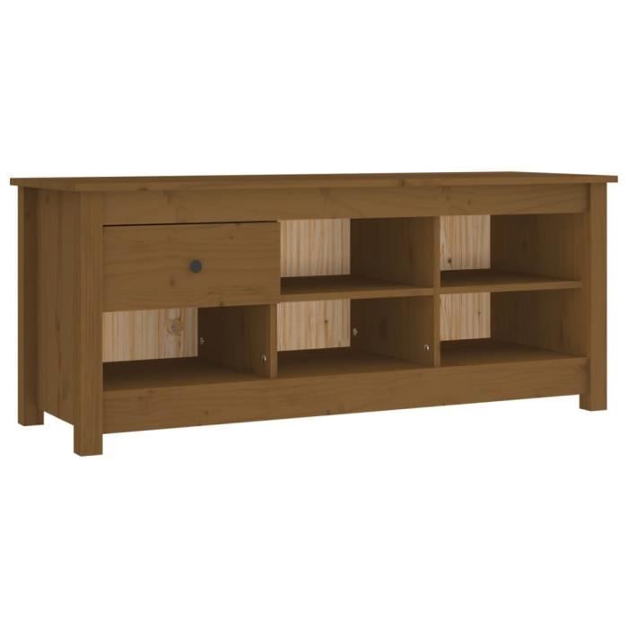 VidaXL Shoe Cabinet Honey Brown 110x38x45.5 Cm Solid Pine Wood 814597