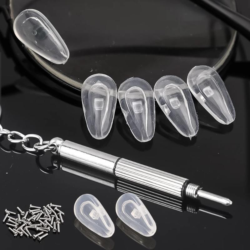 20pcs Anti-slip Nose Pad Eyeglasses Nose Pads with Screwdriver Soft Silicone Air Chamber Glasses Replacement DIY Repair Tools