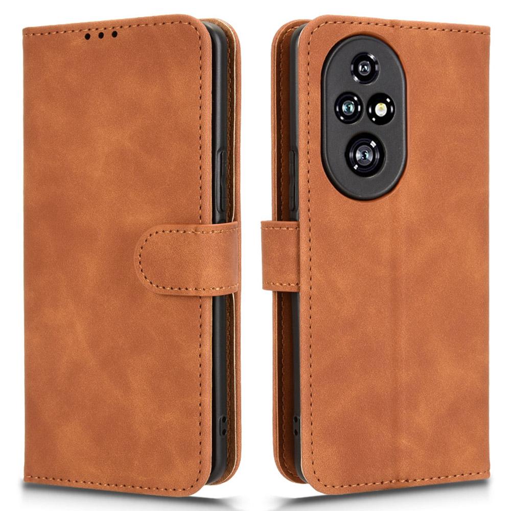 

For Honor 200 Pro 5G Case Wallet PU Leather Skin-friendly Phone Cover Brown