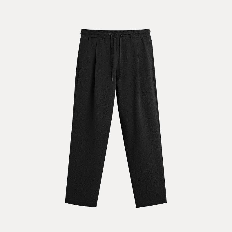 Mens Relaxed Fit Casual Pants With Elastic Waistband Lightweight Poplin Trousers