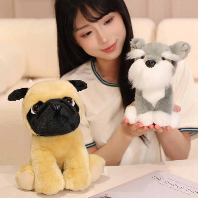 21/26cm Kawaii Husky Bulldog Schnauzer Shar Pei Dog Plush Toy Cute Sitting Puppy Toy Stuffed Soft Animal Dolls Birthday Gift
