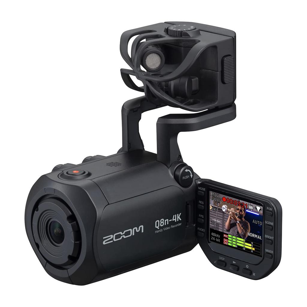 ZOOM 4K quality handy video up to video 2 microphones can be live streaming video released in 2021 year extended manufacturer warranty Black recorder,