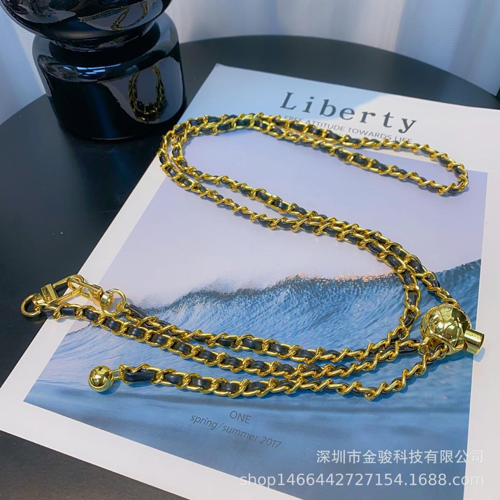 Crossbody Metal Leather Phone Chain Adjustable Long Phone Lanyard Creative Style High-end Feel Hanging Chain Wearable