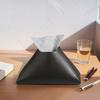 Faux Leather Tissue Holder Decorative Tissue Box Cover Pyramid Tissue Box Case Tabletop Tissue Dispenser