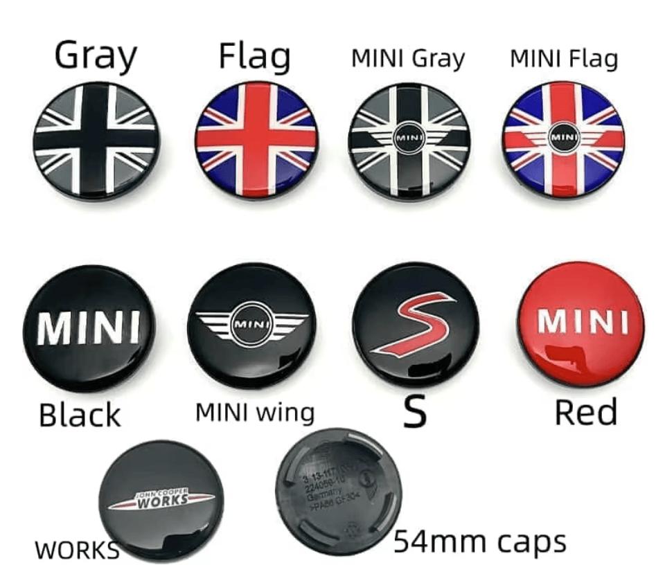 4Pcs 54MM Car Wheel Hub Center Cap Badge Accessories For MINI Cooper S Works JCW R55 R56 R50 R53 R60 R61 F54 F55 F56