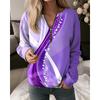 Womens V-Neck Half-Zip Long Sleeve Oversized Hoodie With Geometric Print Casual Comfort Fit 2025