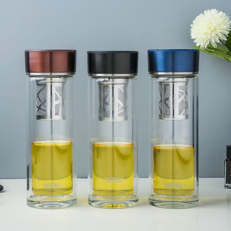 Thermos Double-Layer Glass Tea Infuser Bottle 400ml