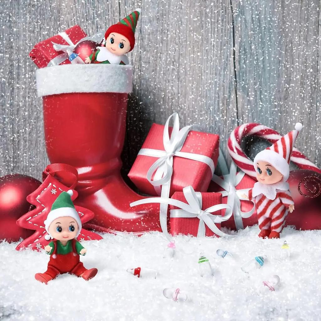 6Pcs Tiny Elf Doll Twins Set, 6 Christmas Elves , Mini Dolls Colorful Plush Cute Elf Dolls for New Year Holiday Decoration