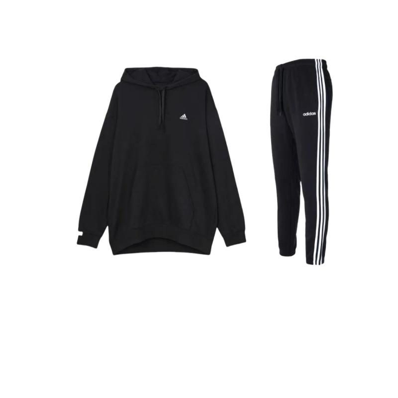 

Толстовка с капюшоном с логотипом Adidas, удобная футболка с длинными рукавами и штанами на шнурке, повседневный спортивный комплект, толстовки унисекс, черный цвет DQ3093+-IV7600 M