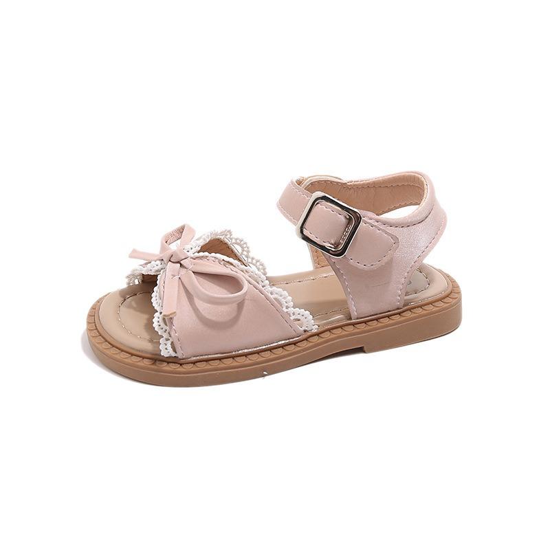 Children Sandals Girls Summer New Fashion Princess Shoe Korean Soft Sole Anti-slippery Versatile Sweet Lace Beach Sandals