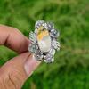 Natural Bumble Bee Jasper Flower Adjustable Ring 925 Silver For Girls