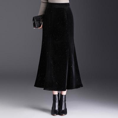 Sequined Velvet Fishtail Midi Skirt - 2026 Spring Fashion