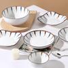 Japanese Ceramic Tableware Set: Microwaveable Rice Bowls, Plates, Noodle Bowls, and Large Soup Bowls for Home Use