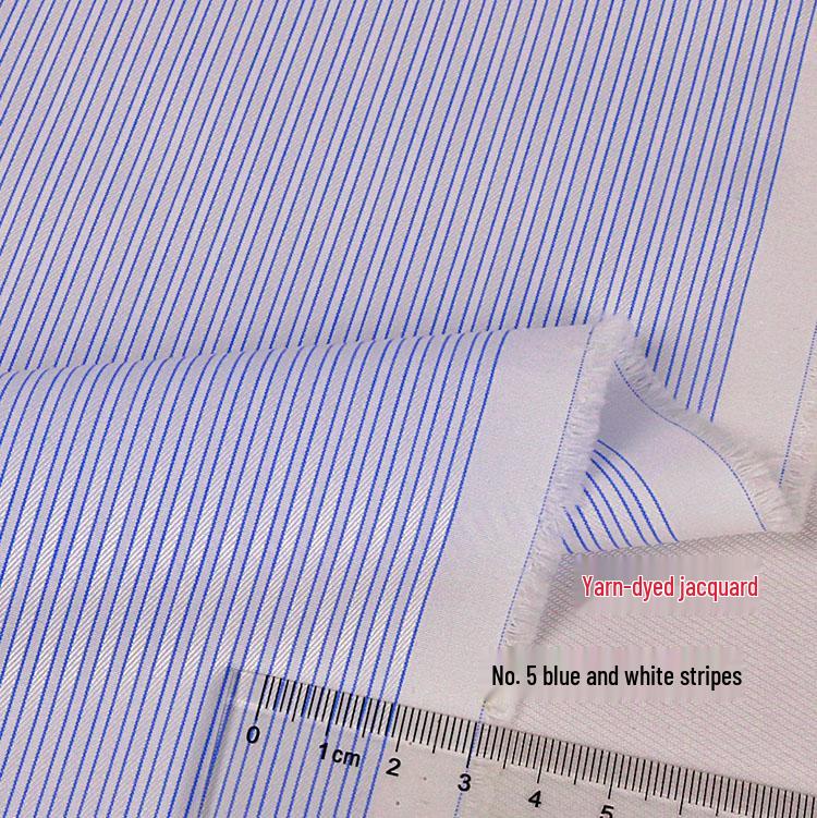 Blue, White, Gray Striped Cotton Fabric for Summer Shirts and Work Dresses