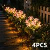 4pcs Solar Lily Flower Lights, Simulated LED String Lights, Courtyard Garden Decorative Lights, Outdoor Lawn Ground Stake Lights