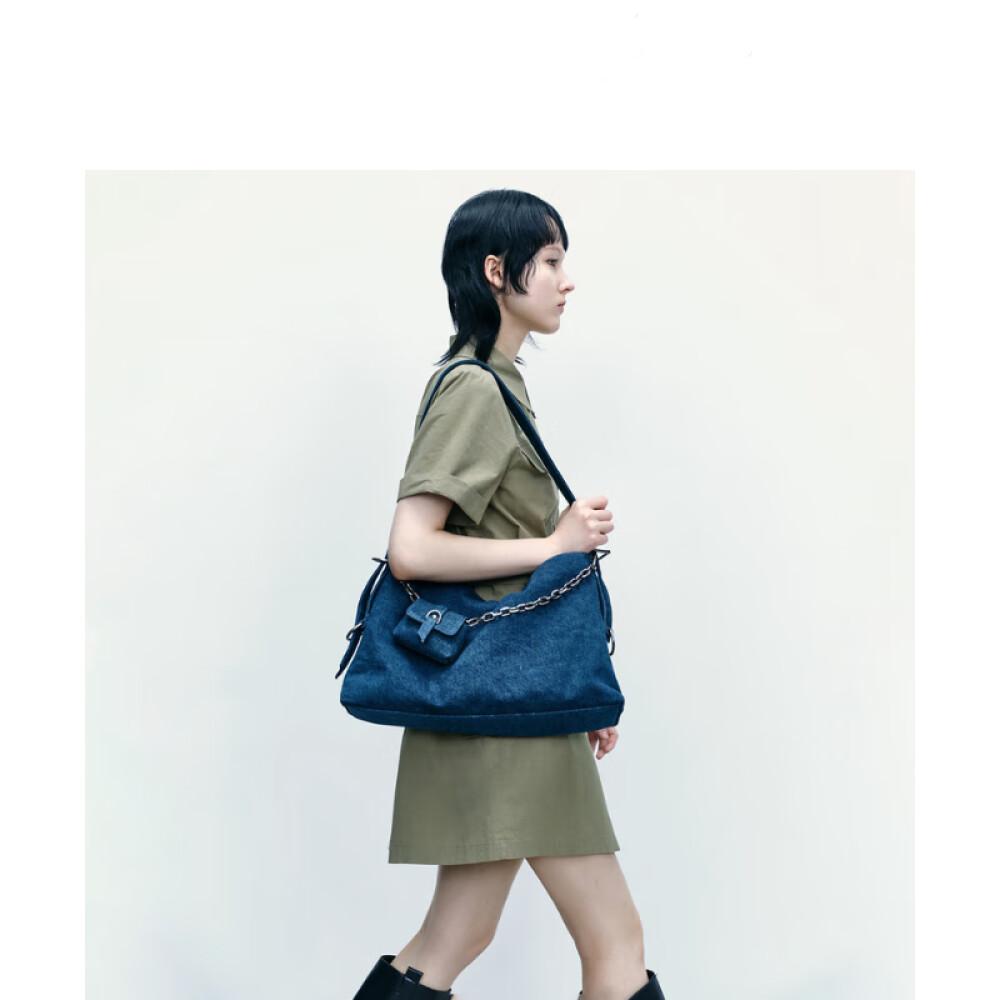 Новая женская модная сумка через плечо большой вместимости в уличном стиле серо-синего — фото 2