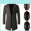 Stylish Men's Slim Trench Coat With Long Single Breasted Design And Lapel Jacket