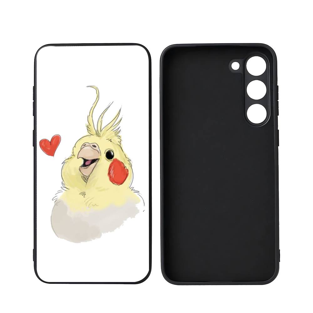 Cartoon Parrot Luxury Black Phone Case For Samsung Galaxy S23 S24 S25 Ultra S22 Plus S21
