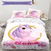 3pcs Custom Name Unicorn Bedding Set Duvet Cover Closure Includes 1 Duvet Cover & 2 Pillowcases, Soft and Comfortable for All Seasons.
